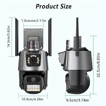İki Linzalı 6MP Wi‑Fi PTZ Təhlükəsizlik Kamerası - 2 linza, 2 ekran