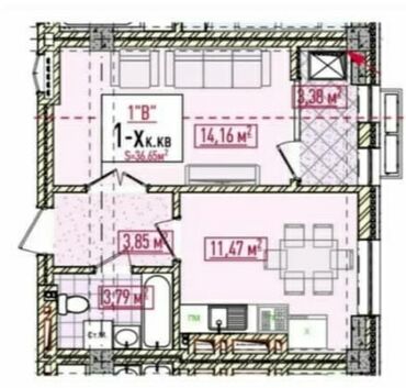 купить квартиру в строящемся доме: 1 комната, 37 м², Элитка, 6 этаж, ПСО (под самоотделку)