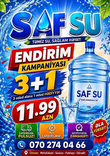 goy su: SAF SU – Təbii minerallı içməli su (19L qab) - Şüar: “Təmiz su — 1