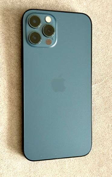 Apple iPhone: IPhone 12 Pro, Б/у, 128 ГБ, Pacific Blue, Защитное стекло, Кабель, Коробка, 76 %