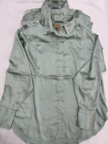 атлас рубашка: Блузка, Вечерняя, Атлас, Однотонный