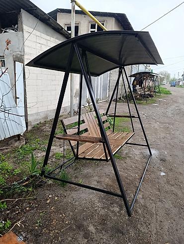 Садовые качели Металл, Со спинкой, С крышей