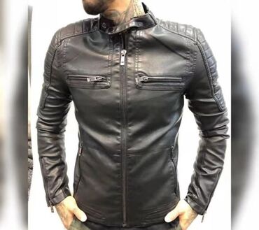 kožne muške jakne: Leather jacket Faux leather, 4XL (EU 60), color - Black