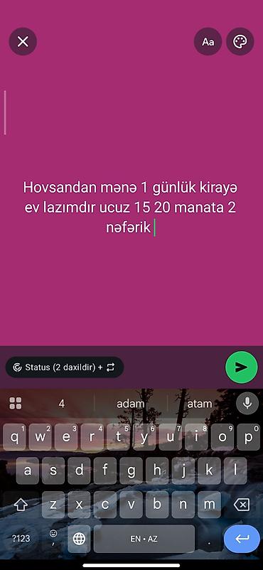 Həyət evləri və villalar: Tələb olunur: Hovsan ərazisində 1 günlük kirayə ev. - Büdcə: 15–20 — 1