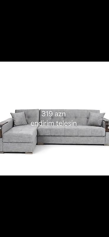 televizor mebelleri: Künc divan dəsti – yumşaq məxməri parça, müasir dizayn - L‑şəkilli — 3