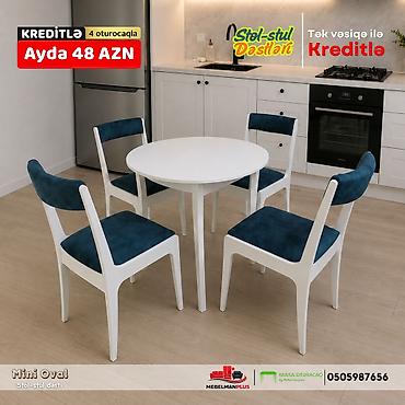 Для кухни, Новый, Нераскладной, Круглый стол, 4 стула at lalafo.az Для кухни, Новый, Нераскладной, Круглый стол, 4 стула