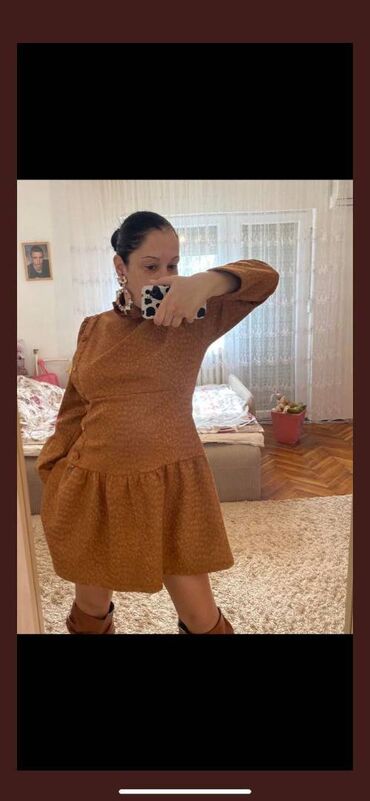 ivet haljine za punije: PS Fashion L (EU 40), color - Brown, Evening, Long sleeves