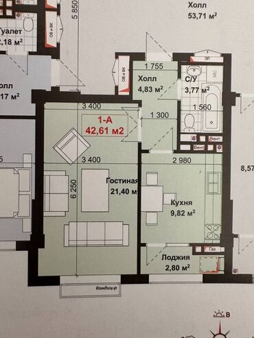 однокомнатная квартира цум: 1 комната, 41 м², Элитка, 12 этаж, Дизайнерский ремонт