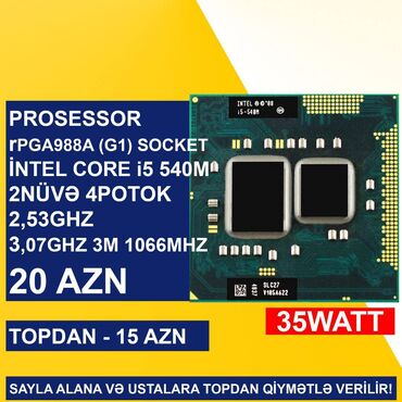 islenmis mator: Prosessor Intel Core i5 Prosessor “LGA rPGA988A (Socket G1) İntel Core i5 540M”, 3-4 GHz, 4 nüvə, İşlənmiş lalafo.az -da islenmis mator: Prosessor Intel Core i5 Prosessor “LGA rPGA988A (Socket G1) İntel Core i5 540M”, 3-4 GHz, 4 nüvə, İşlənmiş