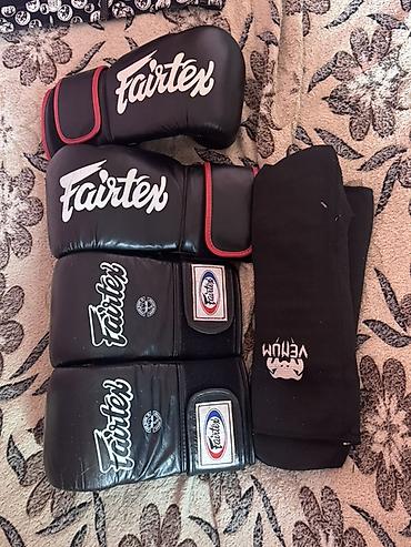 Fairtex boks əlcəkləri və qoruyucu sarğı dəsti. Dəstə şəkildə