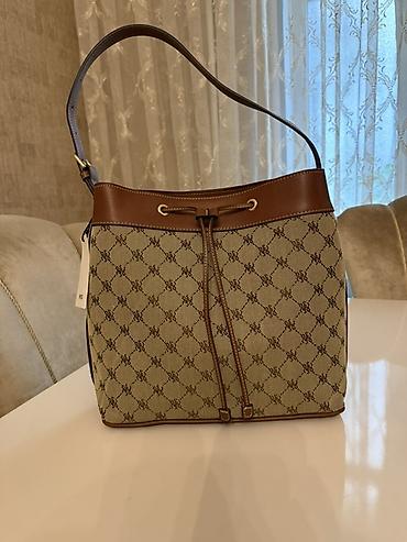 mango çanta: MNG çiyin çantası - Model: bucket tipli, üst hissədə dəri kənarlı — 2