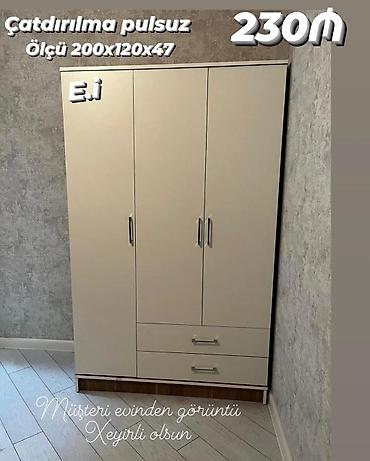 Dolablar: Yeni, 3 qapılı, Siyirməli, Bej, Açılan, Düz dolab — 1