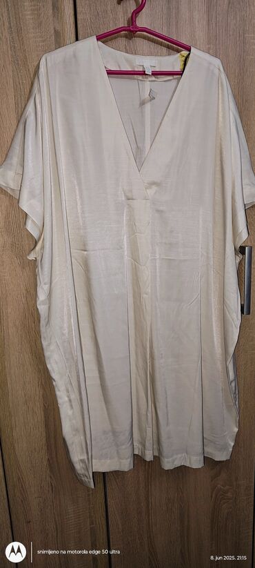 rajf za devojčice: H&M XL (EU 42), color - Beige, Oversize, Short sleeves