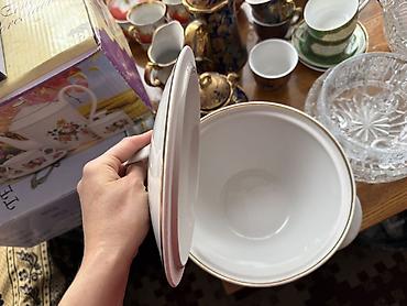 Супницы: Новая фарфоровая супница с крышкой, ссср, фарфоровый завод Дулево. - — 3