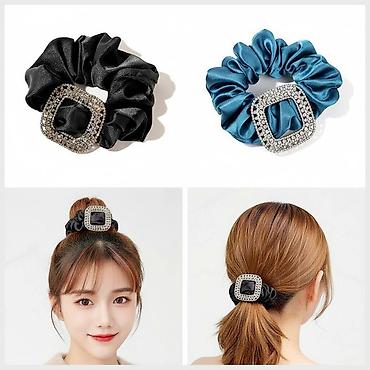 Резинка для волос с пряжкой, пряжка со стразами