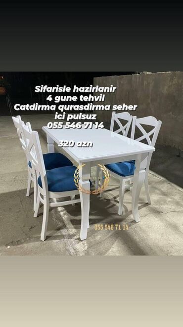 Uşaq və gənc otağı üçün dəstlər: Mətbəx üçün, Yeni, 4 stul