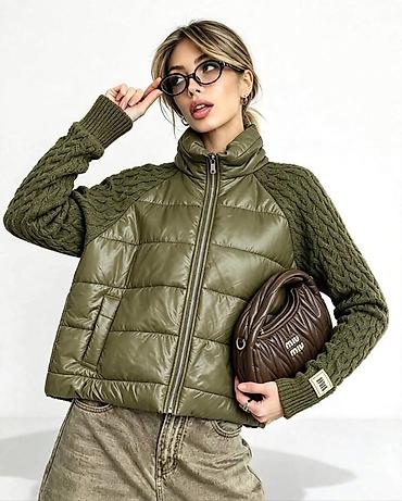 ivko sweaters: Ženska jakna sa kombinacijom prošivenog tela i pletenih rukava - — 4