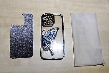 ipad 12 9: Parıltılı Kəpənək Dizaynlı Telefon Qabı + Kamera Linza Ramkası - — 2