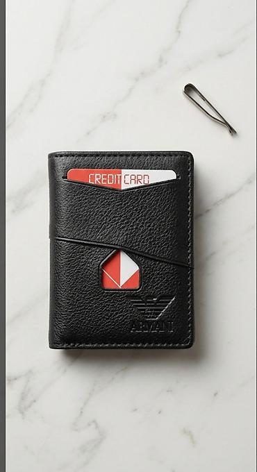 Portmone, pulqabıları: Mexanizmli Emporio Armani kartlıq/cüzdan - Rəng: qara - Material — 1