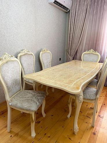 salon bas vanasi: Klassik üslubda yemək və qonaq otağı dəsti Tərkib: - Yemək masası + 6 — 1