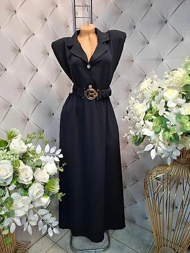 massimo dutti baletanke: Elegantna duga haljina sa kragnom i pojasom - Kroj: maxi dužina — 5