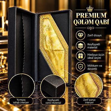bayraq lent: Premium Qələm Qabı - Zərif və təmtəraq­lı dizayn: Qızılı dekor — 1