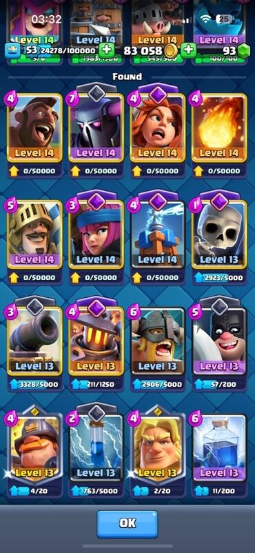 Video oyunlar üçün aksesuarlar: Məhsul: Clash Royale oyun hesabı Xüsusiyyətlər: - Kral Səviyyəsi: 53 — 6