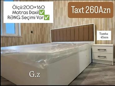 tumbocka: Mebel dəsti – taxt və tumbadan ibarət. Taxt: - Ölçü: 200×160 sm - — 1