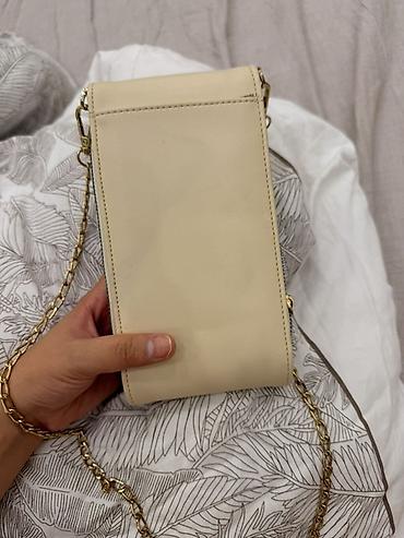 Çantalar: Krem rəngli çiyin/xaçdan asma mini çanta-cüzdan - Material: hamar — 2