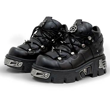 ayaqqabi 38: New Rock M-110-S1 üslubunda ayaqqabı (YENİ) Tam qara, metalik — 1