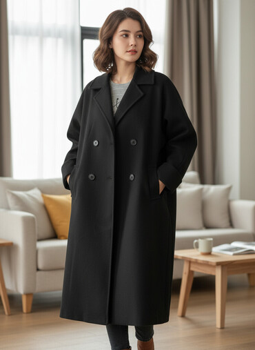 Пальто: Пальто, Зима, Длинная модель, С поясом, L — 1