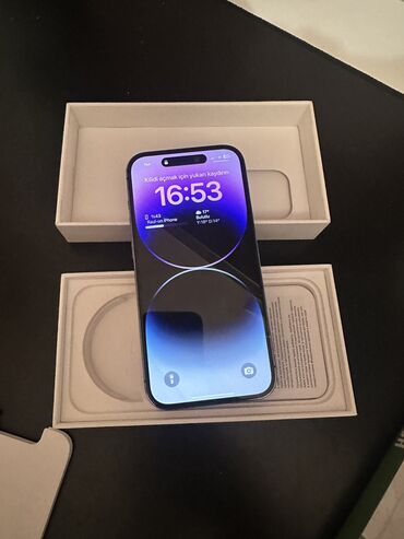 Apple iPhone: IPhone 14 Pro, 256 GB, Deep Purple, Zəmanət, Face ID