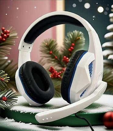 audio mikser: Ağ rəngli oyun qulaqlığı və mikrofonlu headset - Qapalı tipli — 1