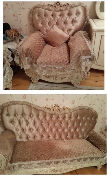 bazalı divan: Б/у, Классический диван, 2 кресла, С подъемным механизмом, Раскладной