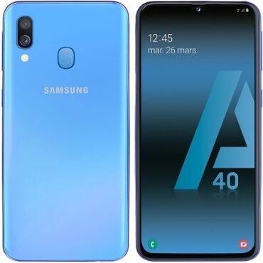 телефон флай селфи: Samsung A40, 64 ГБ, цвет - Голубой, Сенсорный, Две SIM карты, Face ID