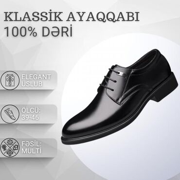 синие мужские туфли: Klassik kişilər üçün ayaqqabı – 100% dəridən - Elegant üslub: parlaq
