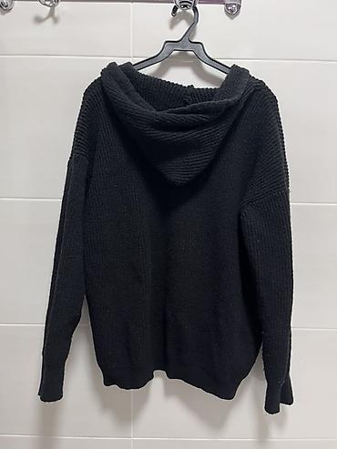 pull and: Вязаное худи на молнии с капюшоном в черном цвете. Модель свободного — 2