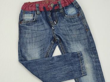 kontrastowe jeansy o kroju mom fit: Spodnie jeansowe, 2-3 lat, 98, stan - Dobry