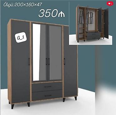 Paltar dolabları, qarderoblar: G_1 geyim dolabları Model 1 – 2 qapılı (ağ) - Ölçü: 200 × 90 × 47 sm — 18