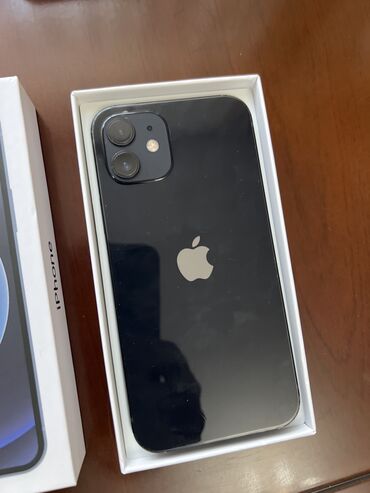 Apple iPhone: IPhone 12, Б/у, 64 ГБ, Черный, Кабель, Коробка, 100 %