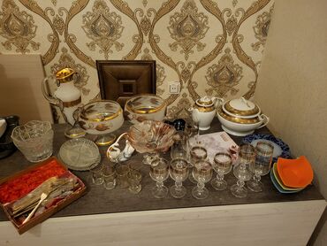 Nahar dəstləri və servizlər: Nahar dəsti, rəng - Qızılı, Şüşə — 3