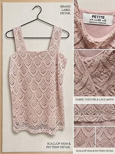 teker corabı: Dorothy Perkins PETITE krujevalı top - Model: Qalın askılı, kvadrat — 1