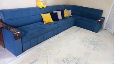 мебел диваны: Угловой диван, цвет - Синий, Б/у