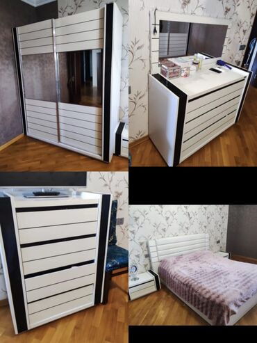 işlənmiş borular: Двуспальная кровать, Шкаф, Трюмо, 2 тумбы, Б/у