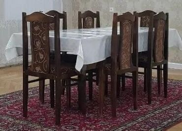 Masa və oturacaq dəstləri: Qonaq otağı üçün, İşlənmiş, Açılan, Dördbucaq masa, 6 stul