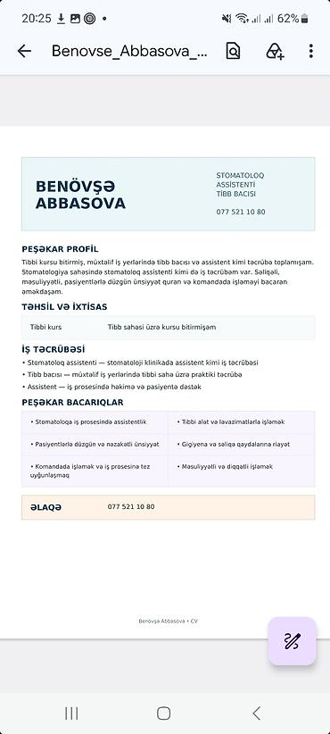 Стоматологи: Медсестра, 35 лет, Более 5 лет опыта, Полный рабочий день — 1