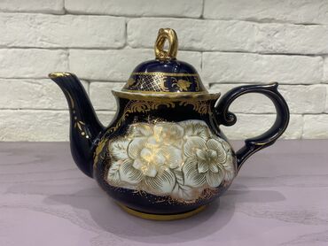 самовар штамп ссср: Б/у, цвет - Синий, Заварочный чайник, Фарфор, 1 л