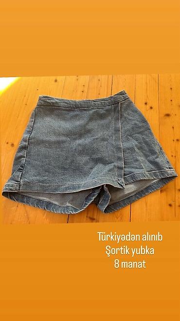 i̇dman kişi şortları: Türkiyədən alınmış cins şortik-yubka. Rahat kəsim, ön hissədə yubka — 1