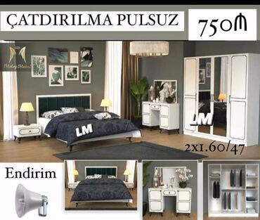 loft мебель: 2 təknəfərlik çarpayı, Dolab, 2 tumba, Termo, Azərbaycan, Yeni