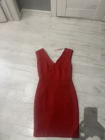 красный платье: Повседневное платье, Осень-весна, Короткая модель, XS (EU 34)